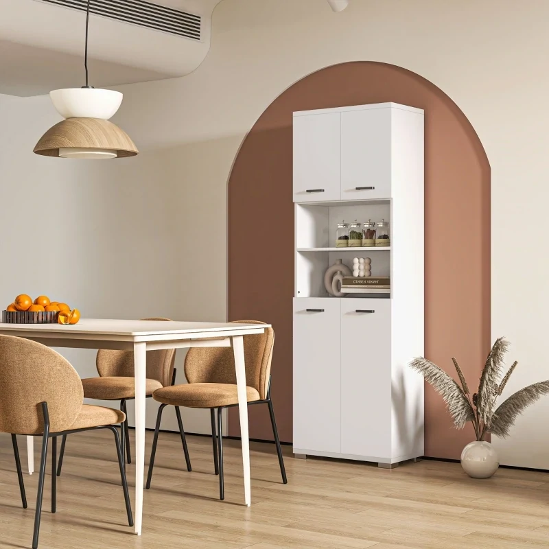 Badezimmerschrank, Küchenschrank mit 2 Schränken und 2 Regalen, Weiss