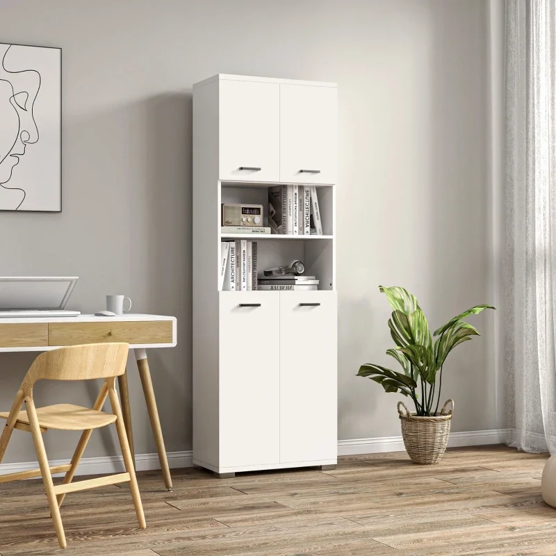 Badezimmerschrank, Küchenschrank mit 2 Schränken und 2 Regalen, Weiss