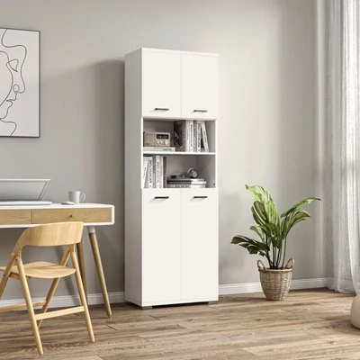 Badezimmerschrank, Küchenschrank mit 2 Schränken und 2 Regalen, Weiss