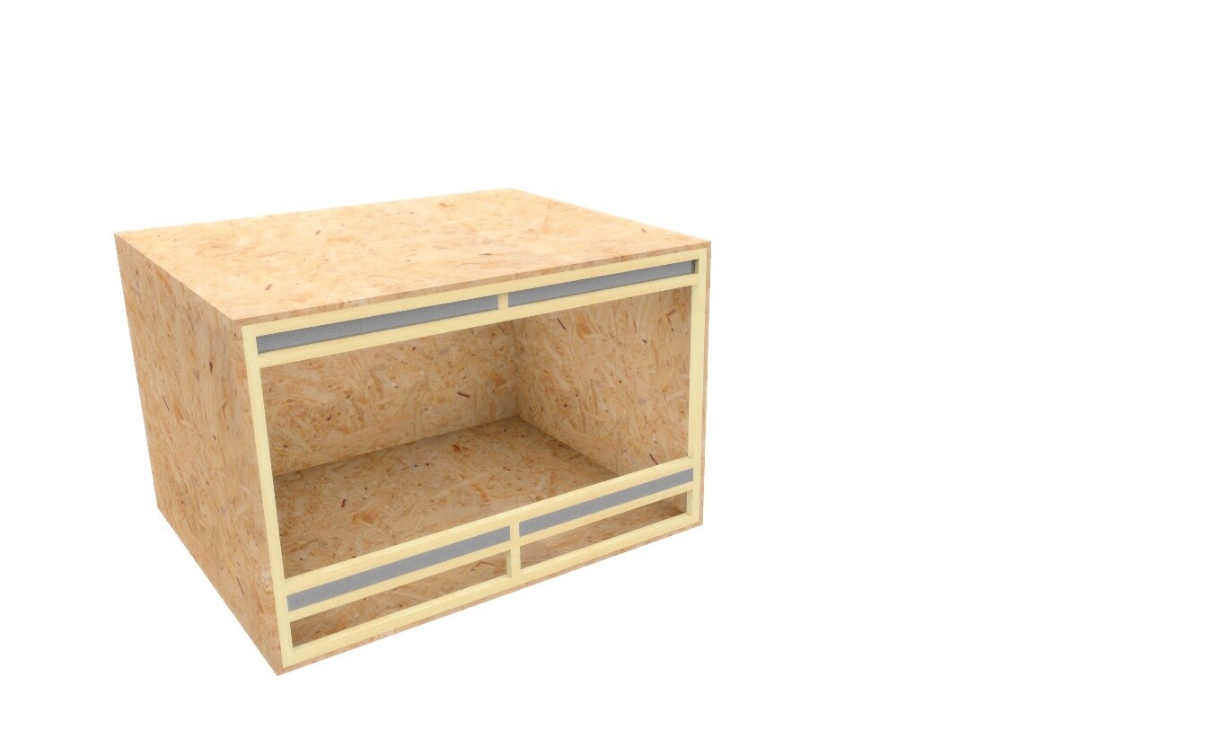 Massgefertigtes Terrarium mit Frontbelüftung bis max. 120 / 100 / 80 cm