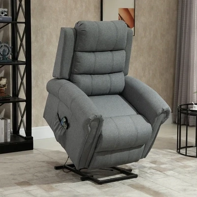 Massagesessel mit Aufstehfunktion | Wärmefunktion | Fernbedienung | 98 x 96 x 105 cm | Leinen