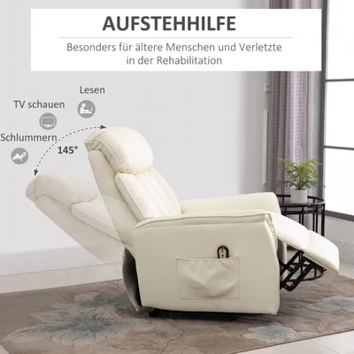 Seniorensessel mit elektrischer Aufstehhilfe Fernsehsessel Liegefunktion Beige