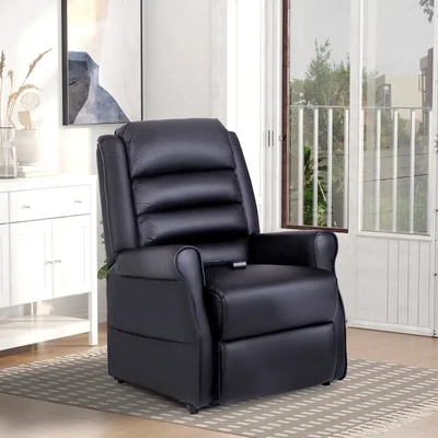 Massagesessel, Relaxsessel mit Aufstehhilfe, inkl. Fernbedienung, schwarz