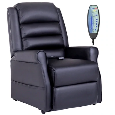 Massagesessel, Relaxsessel mit Aufstehhilfe, inkl. Fernbedienung, schwarz