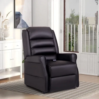 Massagesessel, Relaxsessel mit Aufstehhilfe, inkl. Fernbedienung, Braun