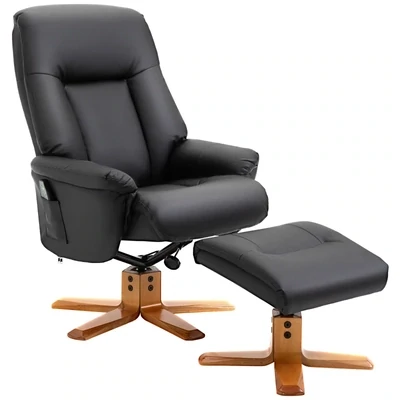 Relaxsessel Massagesessel mit Fusshocker, 5 Modi, 2 Intensitätsstufen, 1 Seitentasche, Schwarz