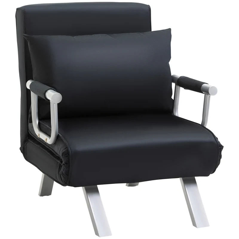 3-in-1 Schlafsofa, Gästebett, Sessel inklusive Kissen, Schwarz