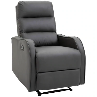 Relaxsessel, Liegesessel, ausklappbare Fussstütze, Kunstleder, Schwarz