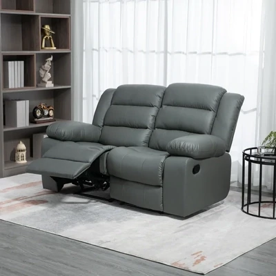 Doppelsofa Relax-Sofa für 2 Personen, verstellbare Fussstützen Grau