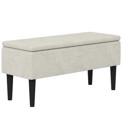 Sitzbank im Vintagedesign, Schuhbank, Truhe, Kaschmir-Optik, Beige + Schwarz