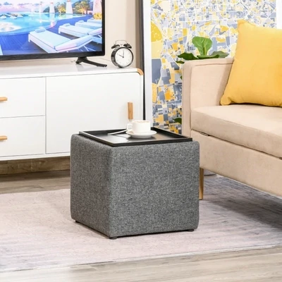 Sitzhocker mit Stauraum &amp; Tisch Würfel grau