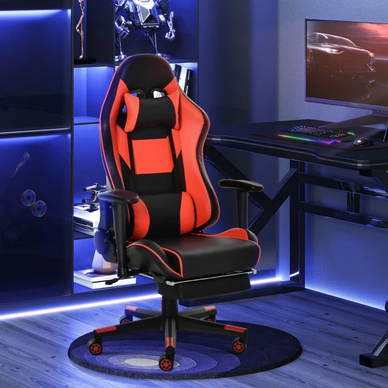 Gaming Stuhl mit Wipp- &amp; Liegefunktion rot schwarz
