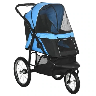 Hundewagen Hundebuggy, Jogger, bis 20 kg, Pet Stroller, klappbar, Luftbereifung, blau