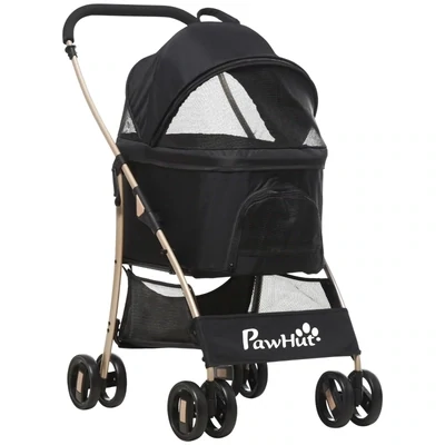 2 in 1 Hundewagen Hundebuggy, Pet Stroller, mit Transportkorb, schwarz