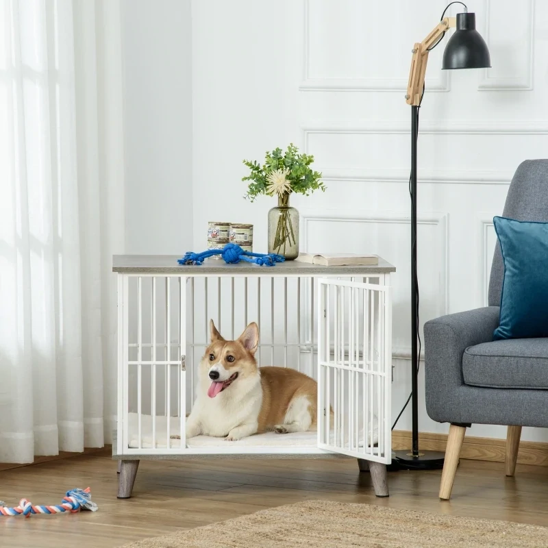 Hundebox für Zuhause, Hundehütte mit Kissen und Tisch