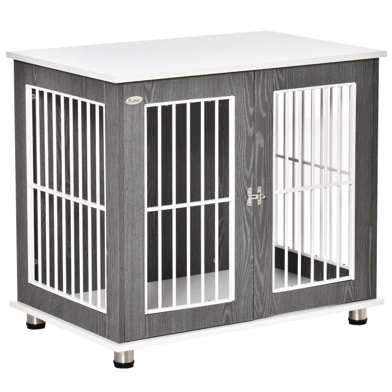 Heim-Hundebox, Hundehütte aus Holz grau