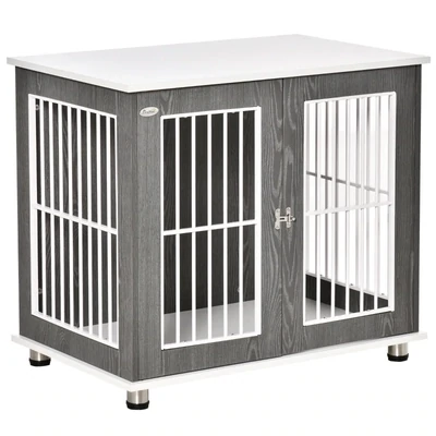 Heim-Hundebox, Hundehütte aus Holz grau