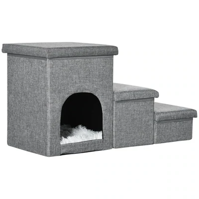 Haustiertreppe Hundetreppe Katzentreppe mit Bett, inkl. versteckter Stauraum