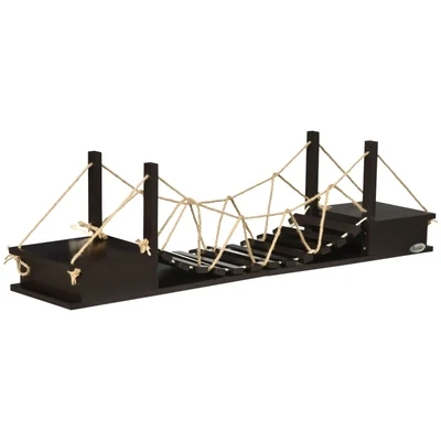 Katzenkletterwand Braun – Hängebrücke & Regal Katzenkletterwand Braun – Hängebrücke & Regal