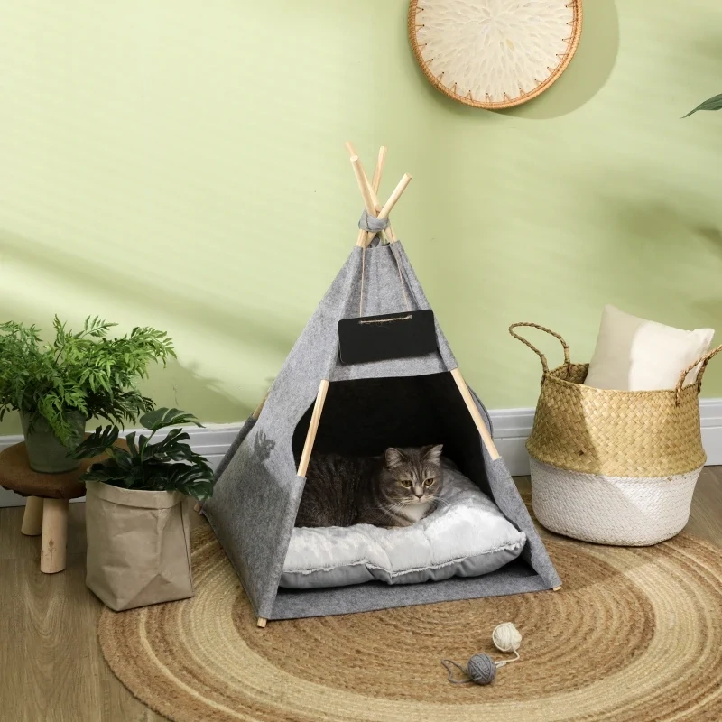 Haustierzelt für Hund Katzenhaus Katzenzelt mit weichem Kissen Plüsch Grau