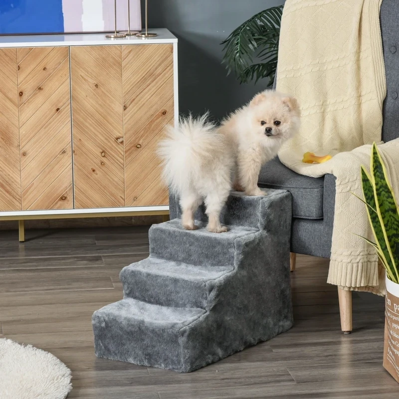 Haustiertreppe Katzentreppe Hundetreppe 4-stufig grau
