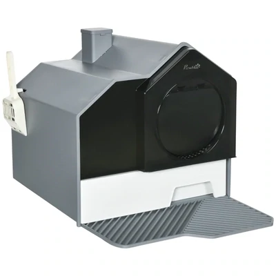Katzentoilette im niedlichen Design Grau + Weiss