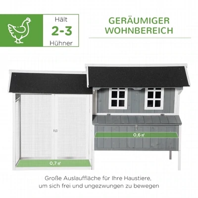 Hühnerstall Geflügelstall mit Nistkasten Rampe winterfest Hühnervoliere 2 Ebenen Gehege