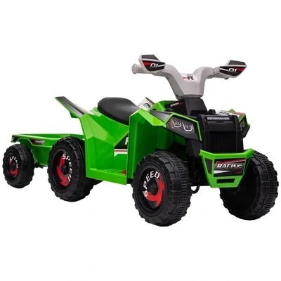 Quad, Kinderquad, aufladbar, 2,5 km/h, mit Anhänger für Kinder 1,5 bis 3 Jahre, Grün