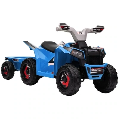 Kinderquad, aufladbar, 2,5 km/h, mit Anhänger, Blau