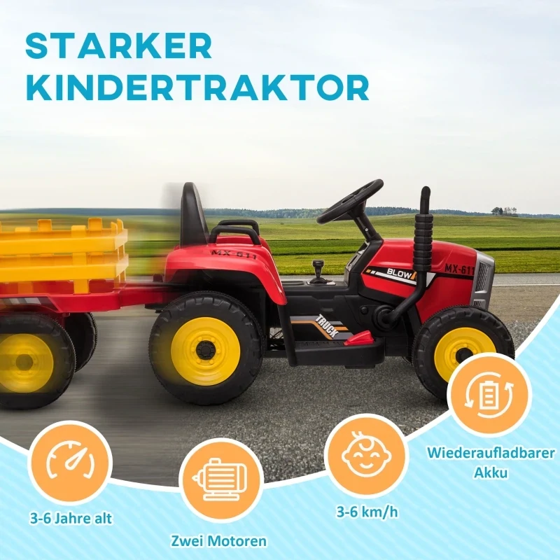 Elektro Kindertraktor mit Anhänger Trecker Kinder Traktor mit