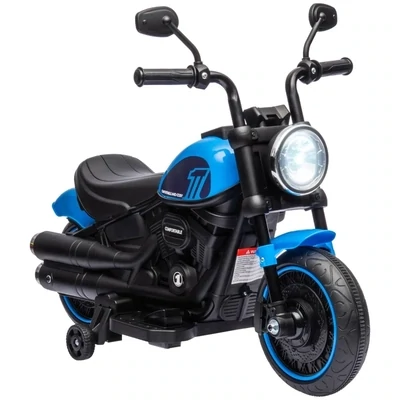 Elektrisches Kindermotorrad, Elektrisches Kinderfahrzeug, mit Scheinwerfer, 3 km/h, Blau + Schwarz
