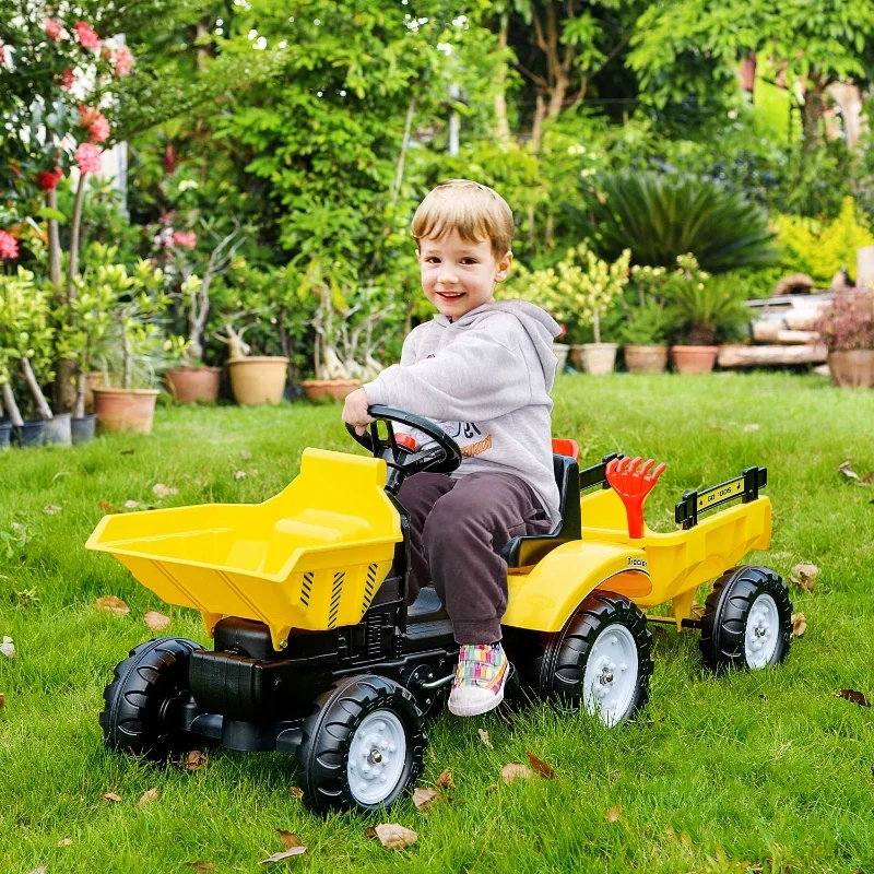 Kinder-Radlader, Bagger, bewegliche Schaufel, Hupe, gelb,