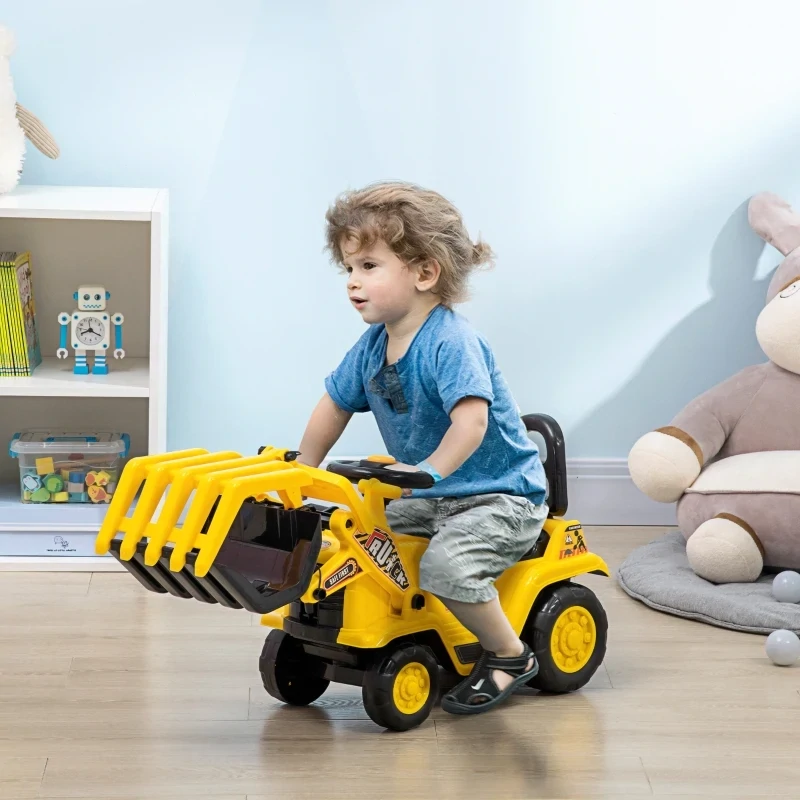 Bagger für Kinder, mit Kralle, Hupe, Sound-Effekten, Stauraum, Kippschutz
