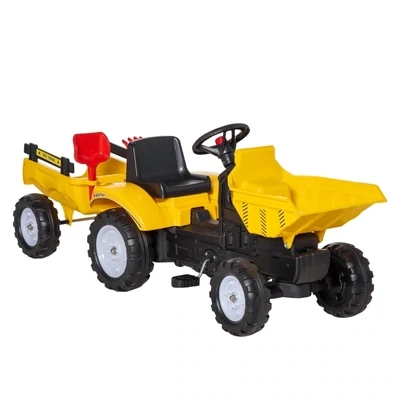 Kinder-Radlader, Bagger, bewegliche Schaufel, Hupe, gelb,