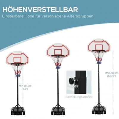 Kinder Basketballkorb mit Ständer höhenverstellbar 205-250cm