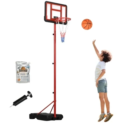 Basketballständer für Kinder 6+ Jahre, elektronische Punkteanzeige, 115-165 cm Korbhöhe, rot