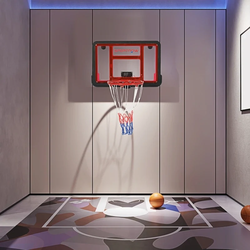 Basketballkorb mit elektronischer Punkteanzeige, für Wand- und Türmontage, inkl. Basketball, Ballpumpe