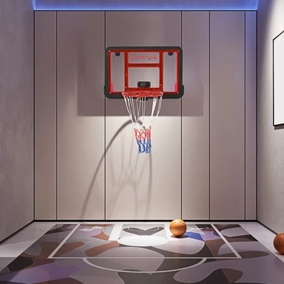 Basketballkorb mit elektronischer Punkteanzeige, für Wand- und Türmontage, inkl. Basketball, Ballpumpe