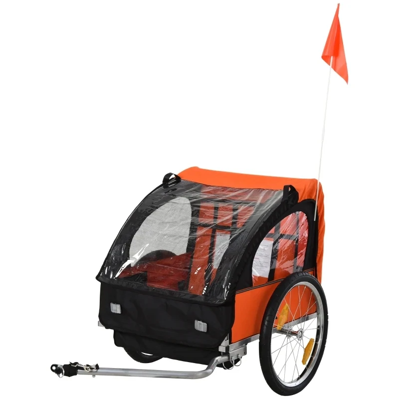Kinderanhänger Velo-Anhänger geeignet für 2 Kinder orange