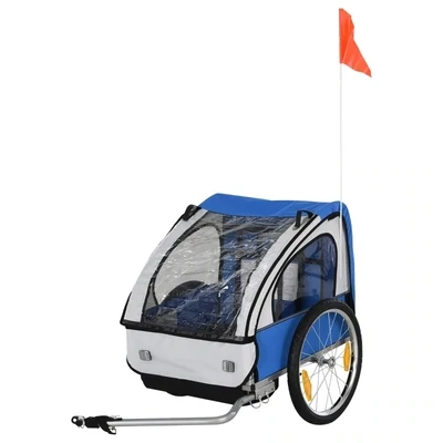 Kinderanhänger Velo-Anhänger geeignet für 2 Kinder blau