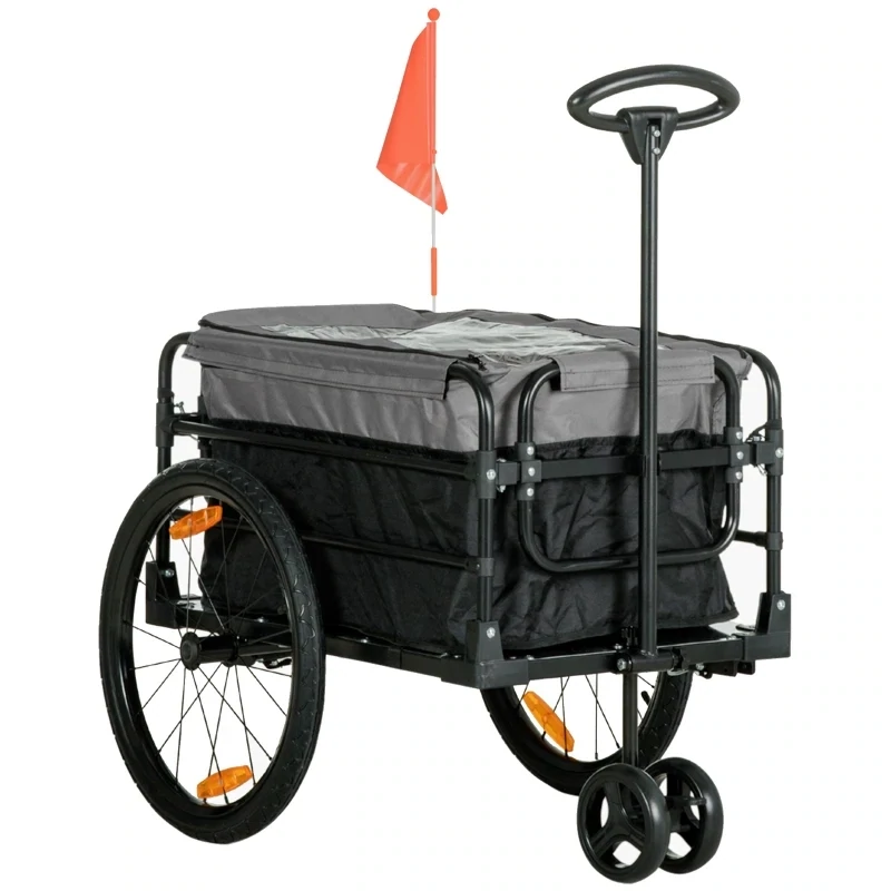 Velo-Anhänger Bollerwagen 130 x 64 x 103 cm Stahl Schwarz+Grau