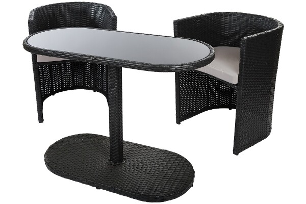 Rattan Balkon Sitzgruppe 3-tlg. inkl. Sitzkissen