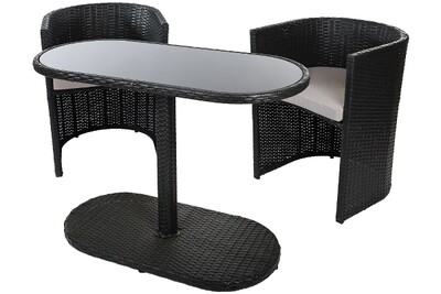 Rattan Balkon Sitzgruppe 3-tlg. inkl. Sitzkissen