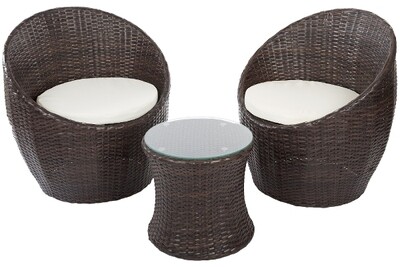 Rattan Garten Lounge 3er Sitzgarnitur inkl. Sitzkissen