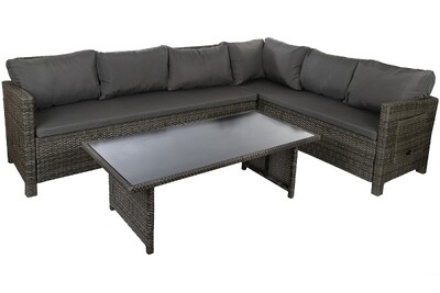 Rattan Garten Lounge Ecksofagarnitur inkl. Sitzauflagen