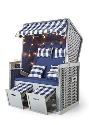Strandkorb blau/weiss 2er Sitz inkl. LED