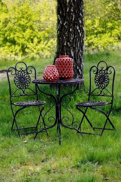 Bistrotischset Bistrotisch + 2 Stühle aus Metall BalkonSet