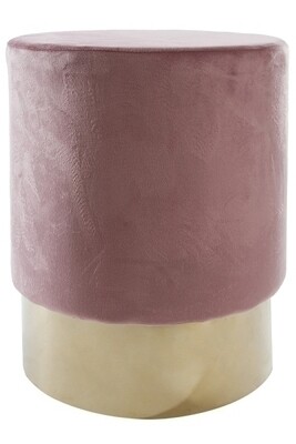 Hocker "Nash" Pink – Rund, Sockel, Velour-Optik, Modern