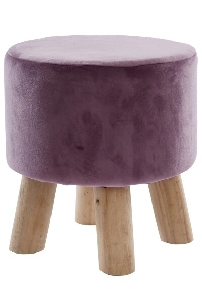 Hocker &quot;Paolo&quot; – Rund, 3 Beine, Natur/Rose, Pastellfarben