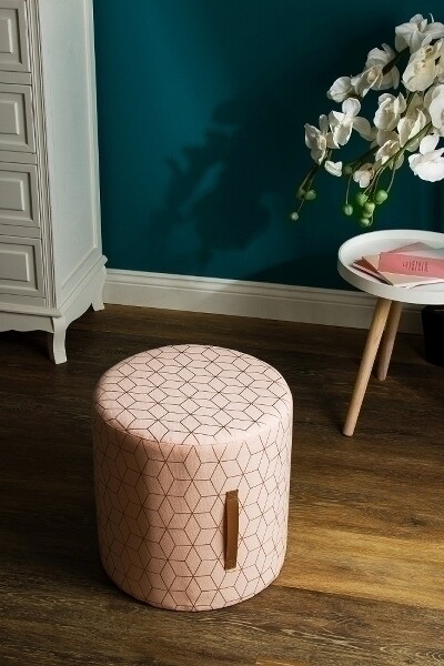 runder Hocker &quot;Nahla&quot;, rose/goldglitter